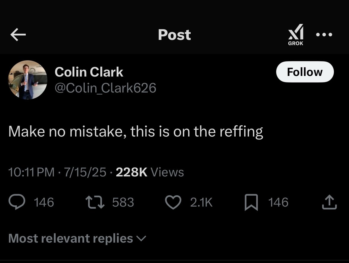 Colin Clark's now-deleted tweet