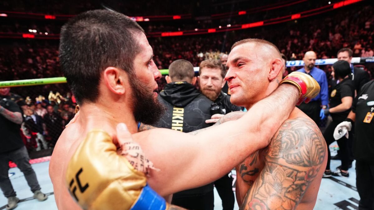 Dustin Poirier and Islam Makhachev after UFC 302 