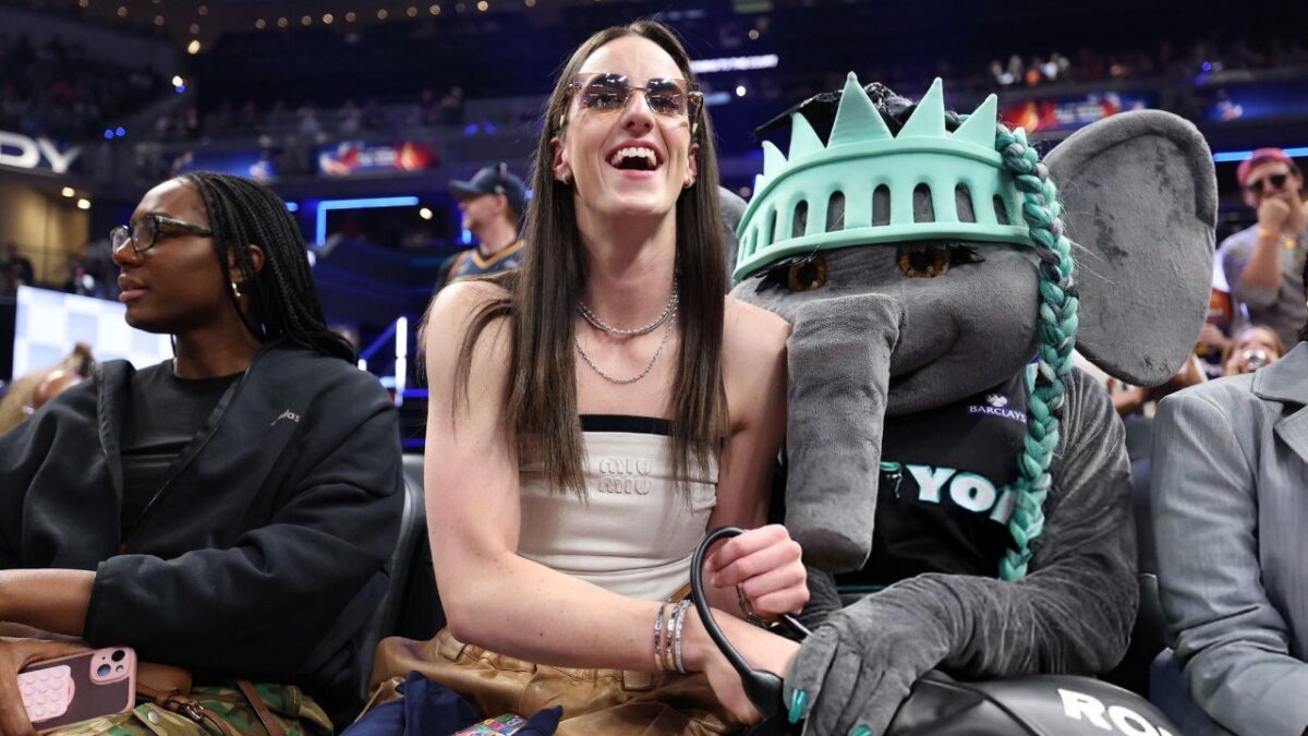 Taylor Swift Brought Out Caitlin Clark's 1st Coaching Experience 1 Caitlin Clark having fun with Ellie the Elephant at All-Star Weekend