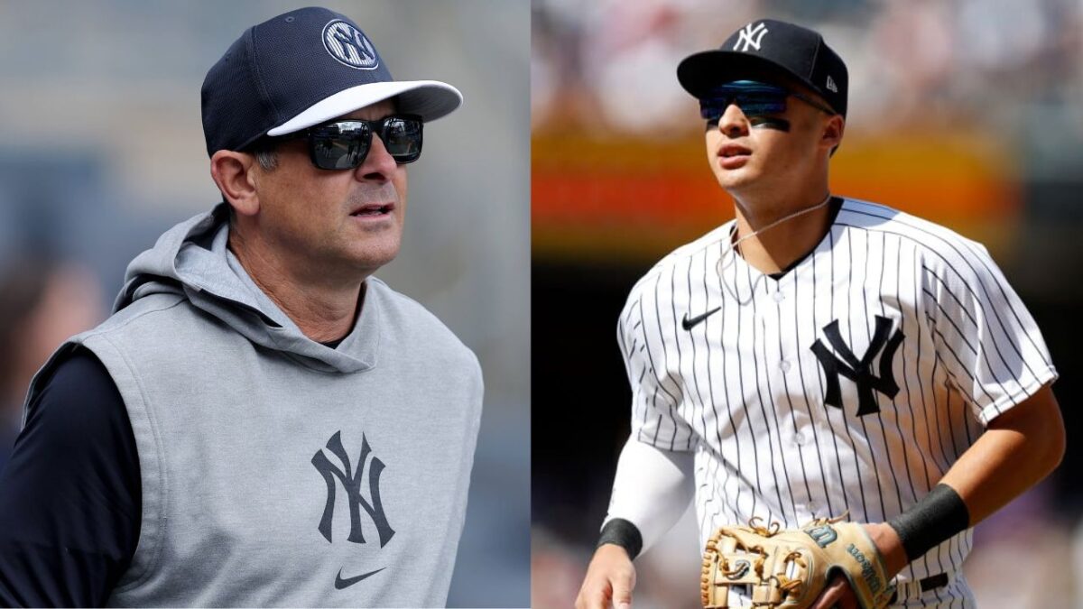 Anthony Volpe Making Another Error in Game Against Blue Jays Has Fans Losing It: "Biggest Bust in Yankees History" 2 Aaron Boone and Anthony Volpe