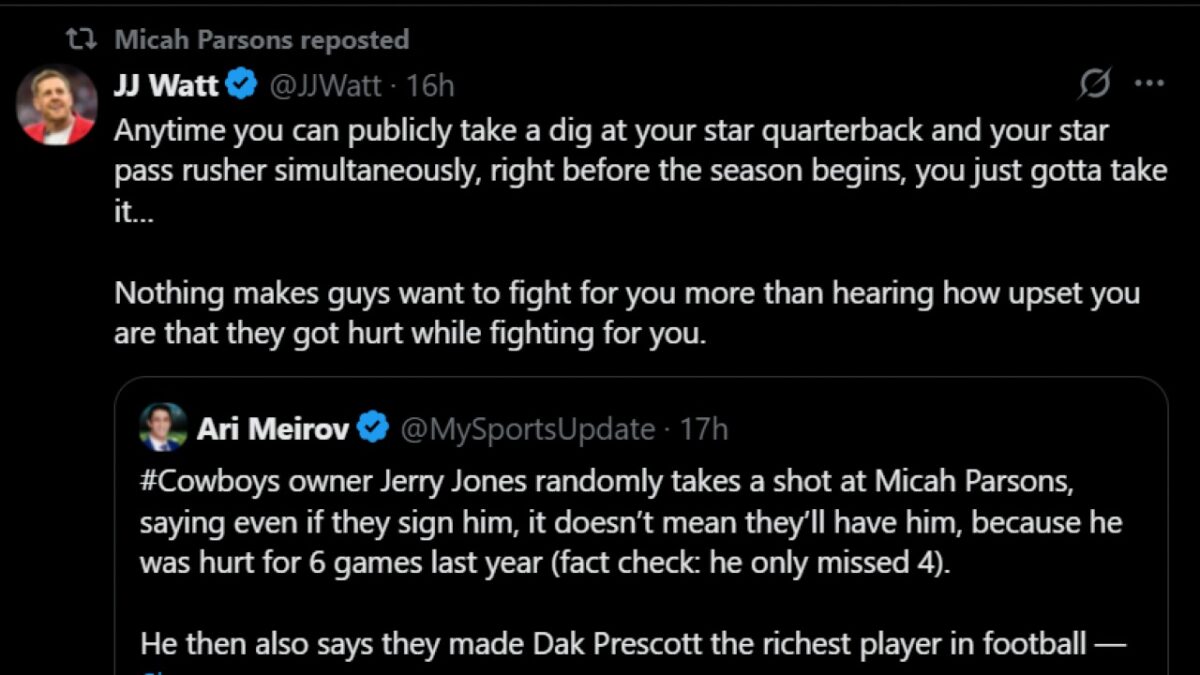 Jerry Jones Taking Unnecessary Shots at Micah Parsons Amid Contract Extension Talks Doesn't Sit Well With Fans - Most Toxic Owner Ever
