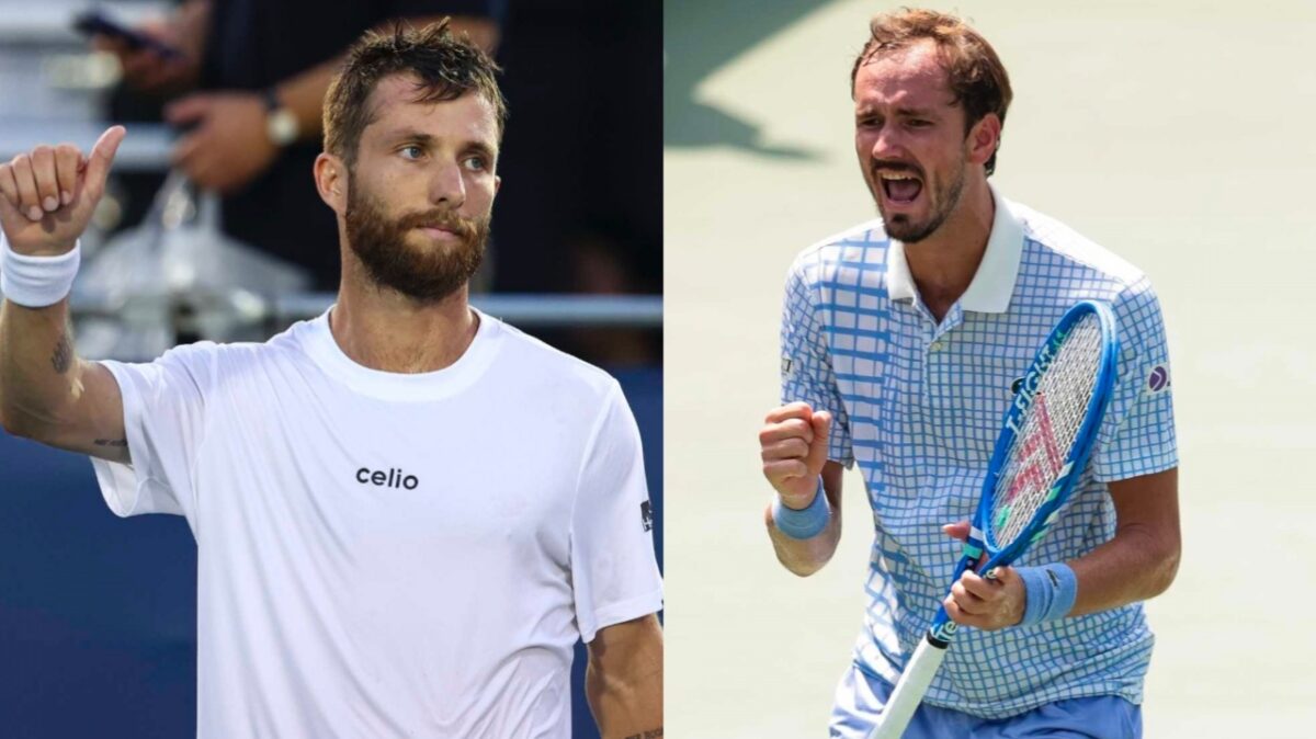 Corentin Moutet and Daniil Medvedev (via X/Citi Open)