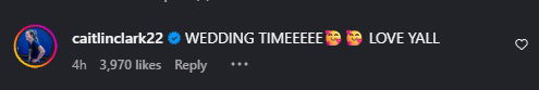 Caitlin Clark Celebrates Close Friends Tyrese Haliburton and Jade Jones' Engagement 1 Caitlin Clark's comment