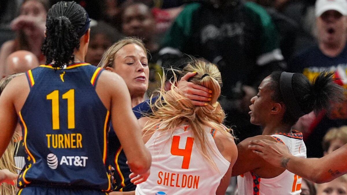 'Face of the WNBA' Caitlin Clark Gets Targeted More than Others, Reveals Sophie Cunningham 1 Sophie Cunningham manhandling Jacy Sheldon