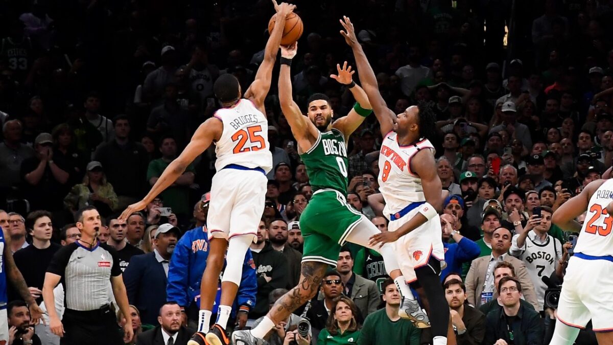 Mikal Bridges stopping Jayson Tatum in the playoffs
