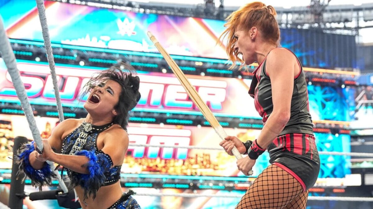 Lyra Valkyria and Becky Lynch at SummerSlam 2025