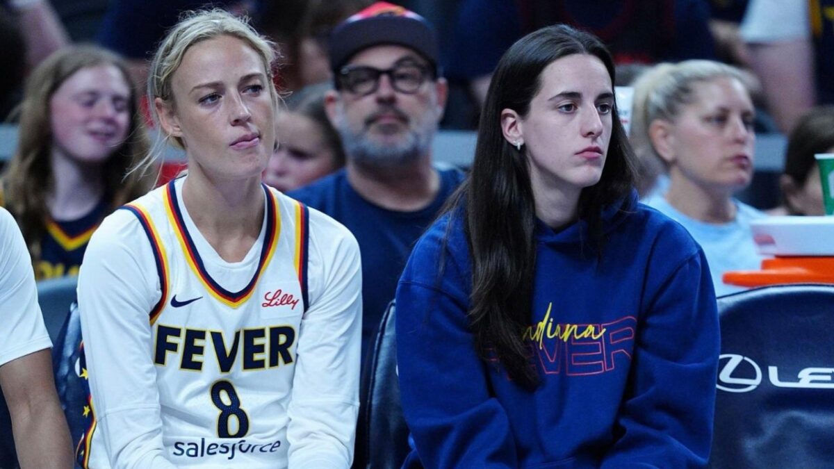 Caitlin Clark and Sophie Cunningham looking dejected