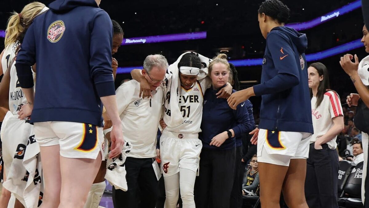 Caitlin Clark's Fever Losing 2 Remaining Point Guards To Injuries Breaks Fans' Hearts: "This Is Sad" 1 Sydney Colson being helped off the court after her injury