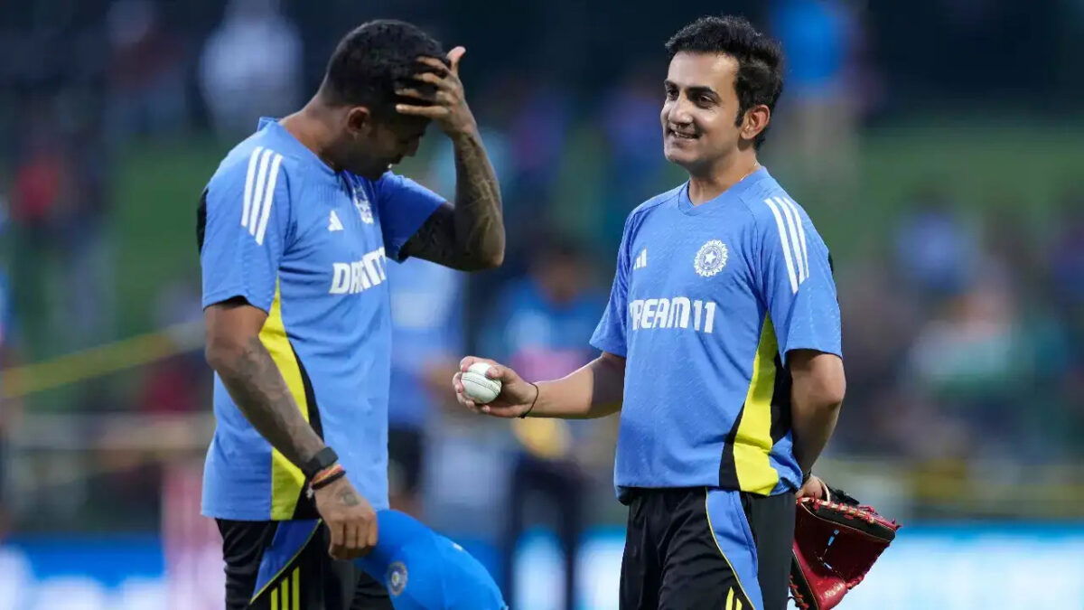 Suryakumar Yadav and Gautam Gambhir in Indian training wear