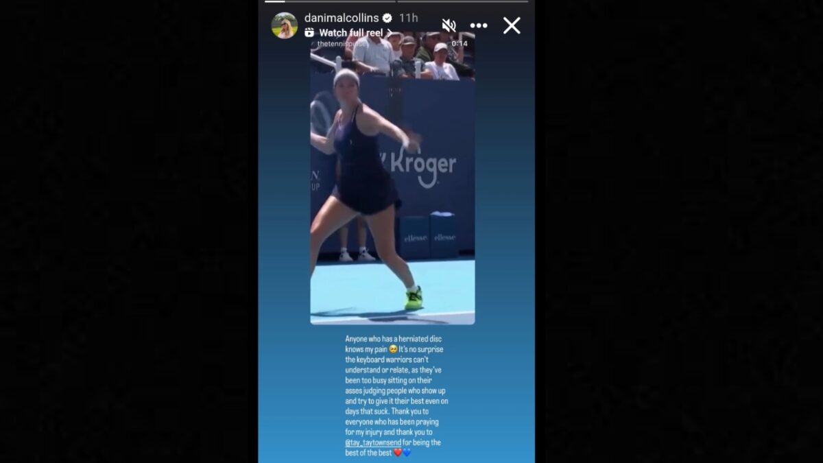Danielle Collins Tears into 'Keyboard Warriors' After Cincinnati Outburst, Reveals Real Reason Why She Cried 1 Danielle Collins' Instagram story