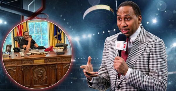 Stephen A. Smith posted an edited photo of him sitting on the President's chair