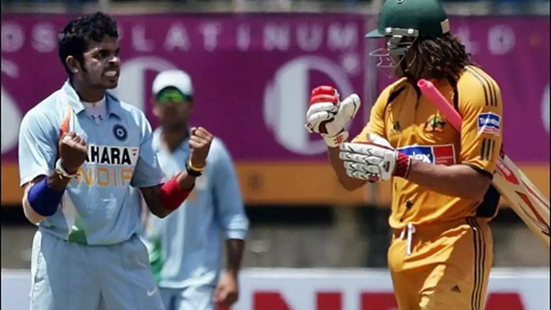 S Sreesanth and Andrew Symonds in a heated moment