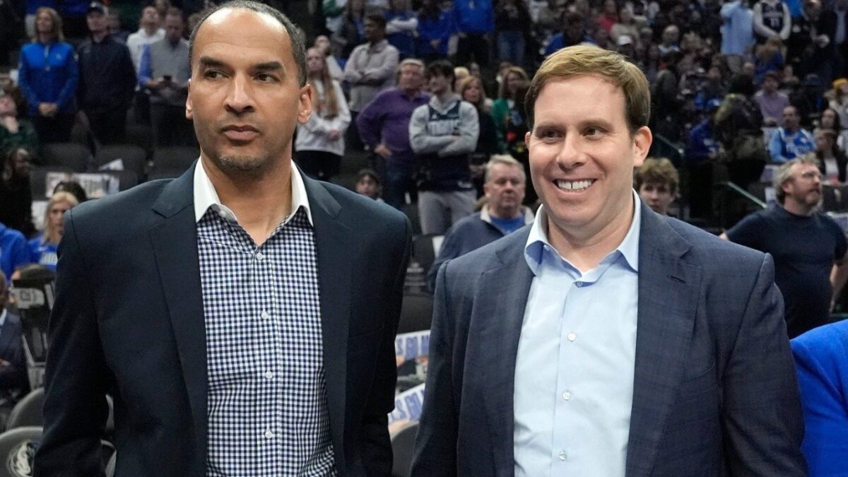 Nico Harrison and Mavs owner Patrick Dumont