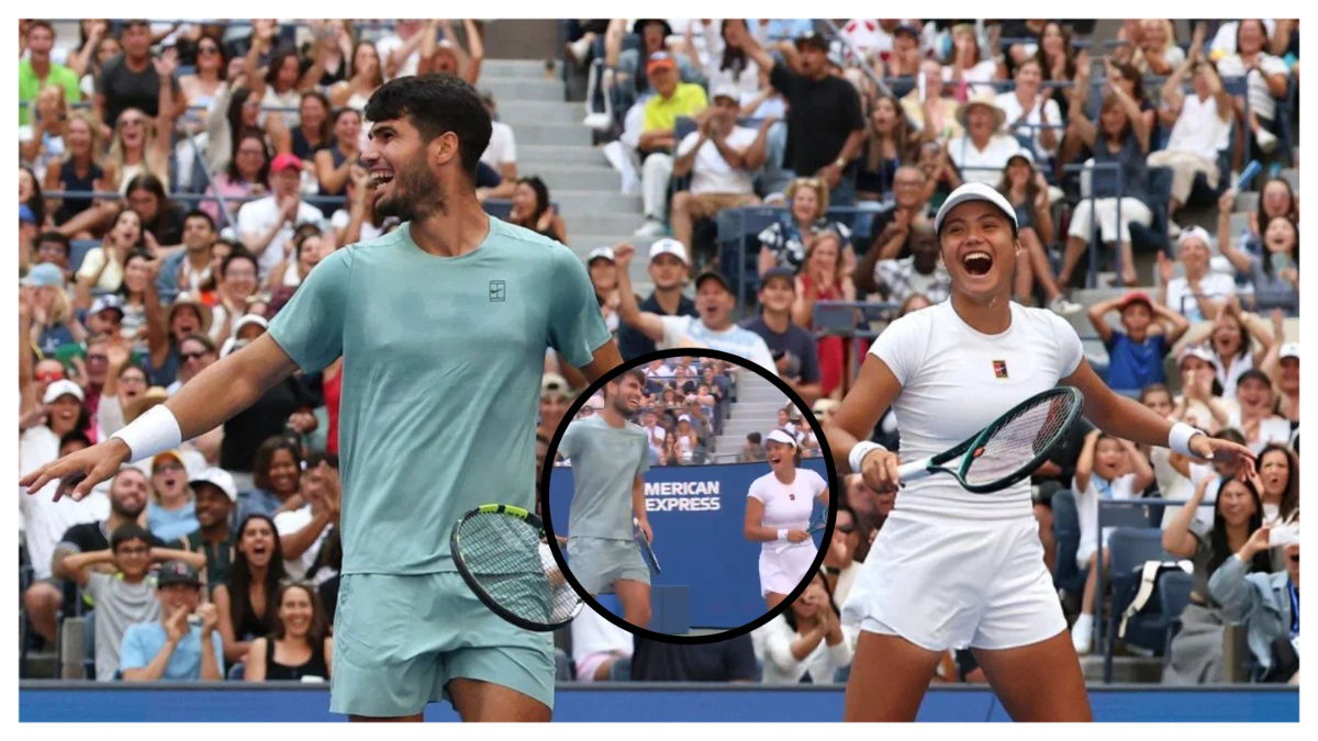 (Video) Carlos Alcaraz Leaves Emma Raducanu in Stitches After an Astonishing Shot Around the Net in the US Open Mixed Doubles