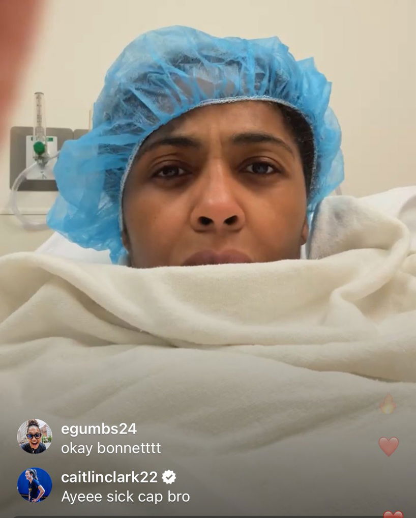 Caitlin Clark comments on Sydney Colson's live stream