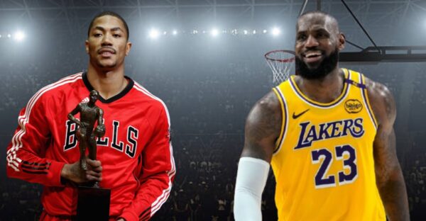 LeBron James Gives Derrick Rose His Flowers After Bulls Announce Jersey Retirement