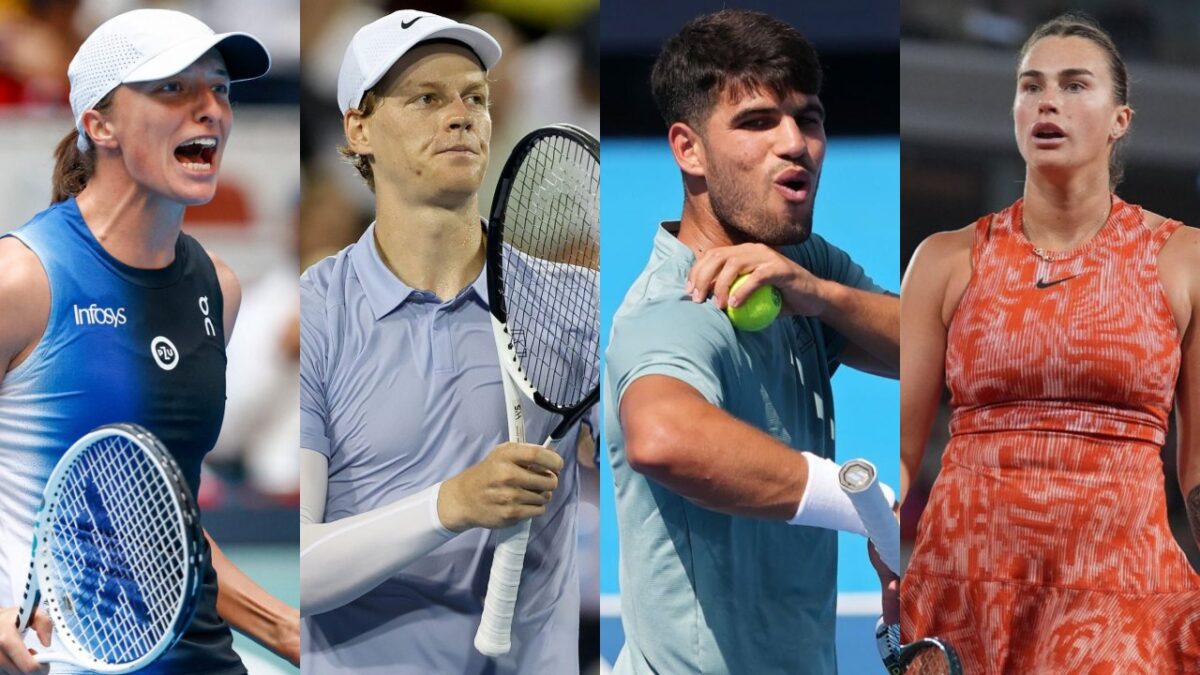 Iga Swiatek, Jannik Sinner, Carlos Alcaraz, Aryna Sabalenka