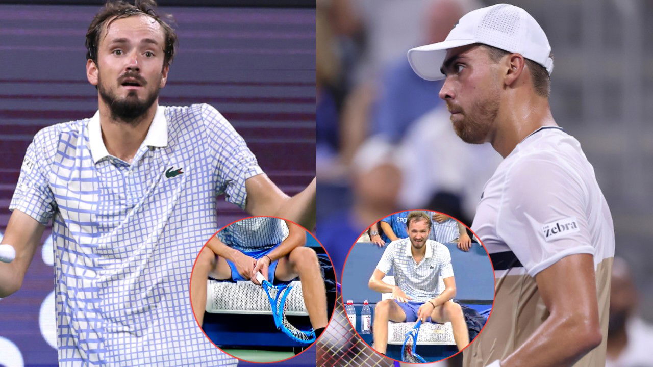 (Video) Angry Daniil Medvedev Destroys Racket After Dramatic US Open 1st Round Defeat to Benjamin Bonzi