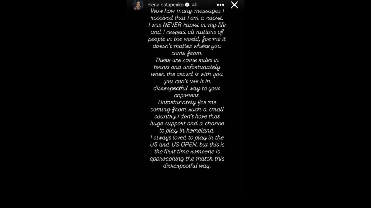 Jelena Ostapenko Breaks Silence on ‘No Class, No Education’ Comment on Taylor Townsend After Being Called Racist 3 Jelena Ostapenko's Instagram story (2)
