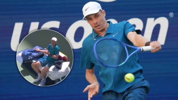 (In Pictures) Denis Shapovalov Argues Over Potential Foot Fault in his US Open Clash Against Jannik Sinner