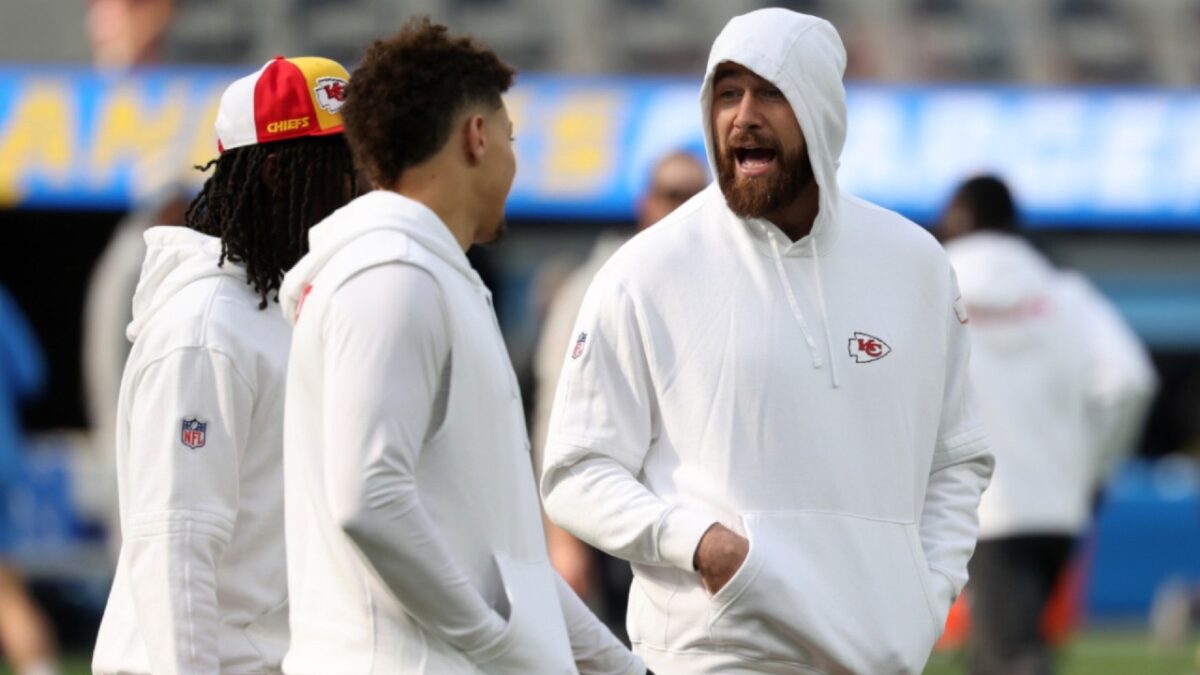 Isiah Pacheco, Patrick Mahomes, and Travis Kelce
