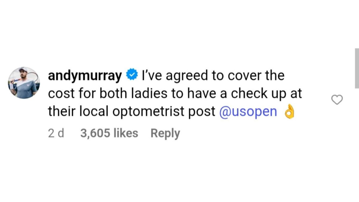 Mirra Andreeva and Ajla Tomljanovic’s Crush Andy Murray Gives Hilarious Response to ‘Aging Like Fine Wine’ Praise 1 Andy Murray's comment on Instagram