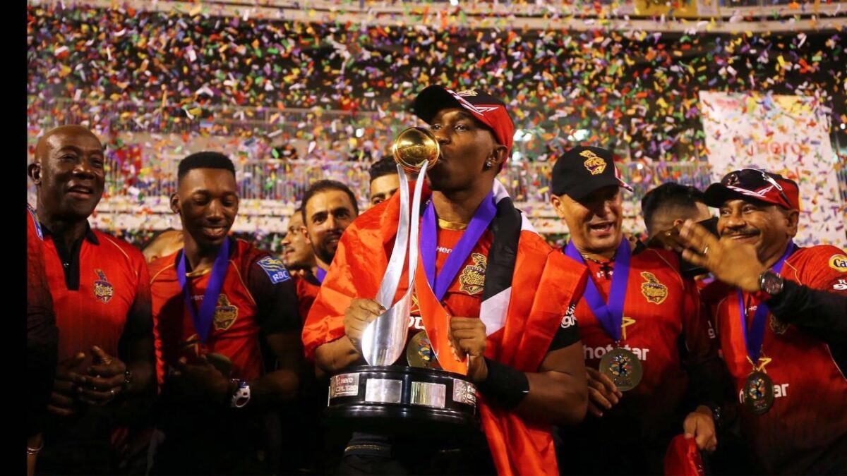 TKR team celebrate winning the 2020 CPL.