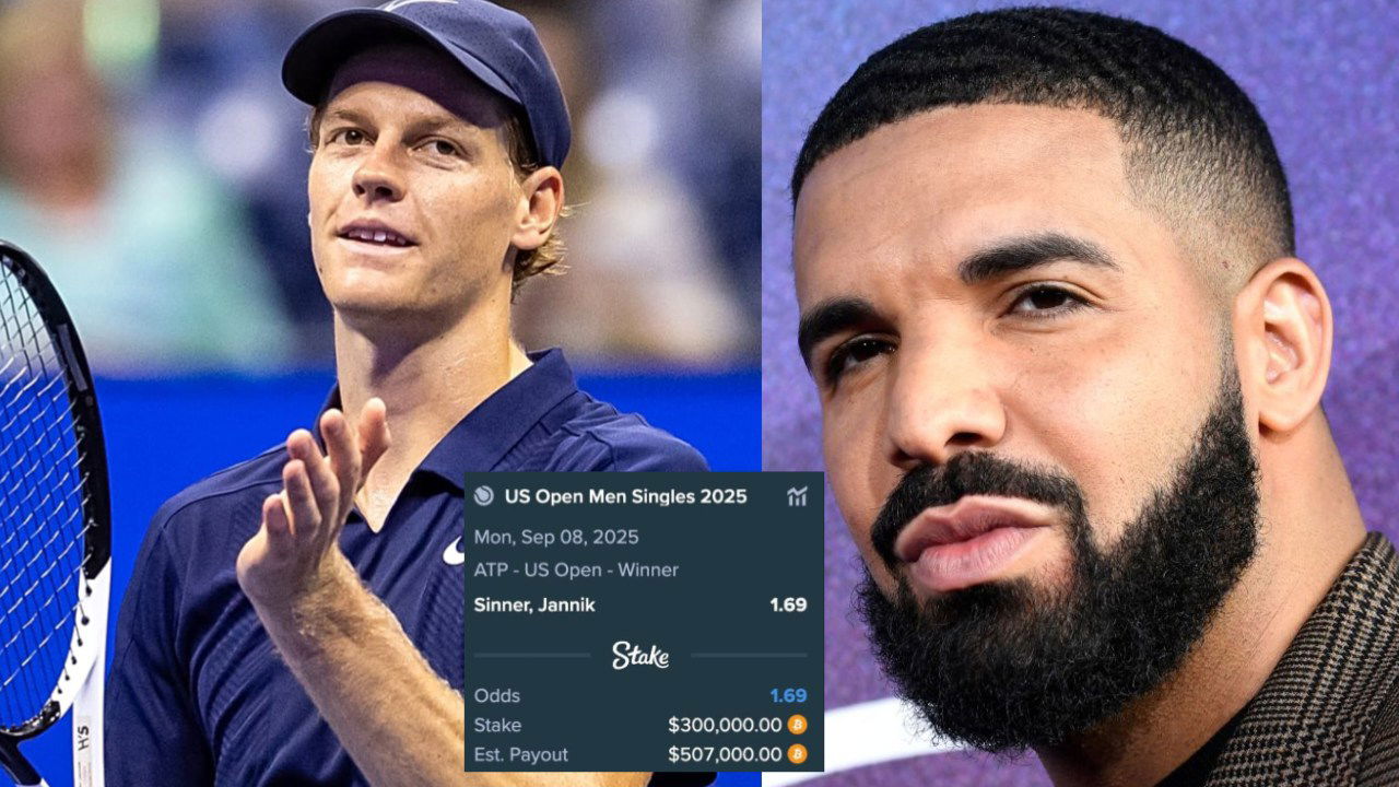 Drake Places a Ridiculous $300k Bet on Jannik Sinner to Win the US Open Title