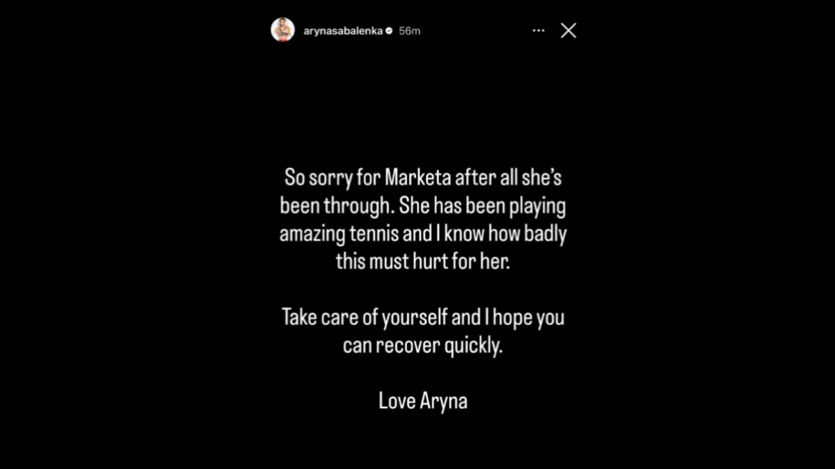 Aryna Sabalenka's Instagram story