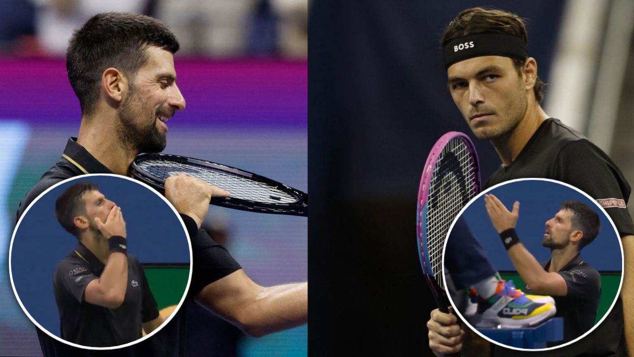 (Video) Novak Djokovic Blows Kisses to Silence Partisan US Open Crowd During Taylor Fritz Clash