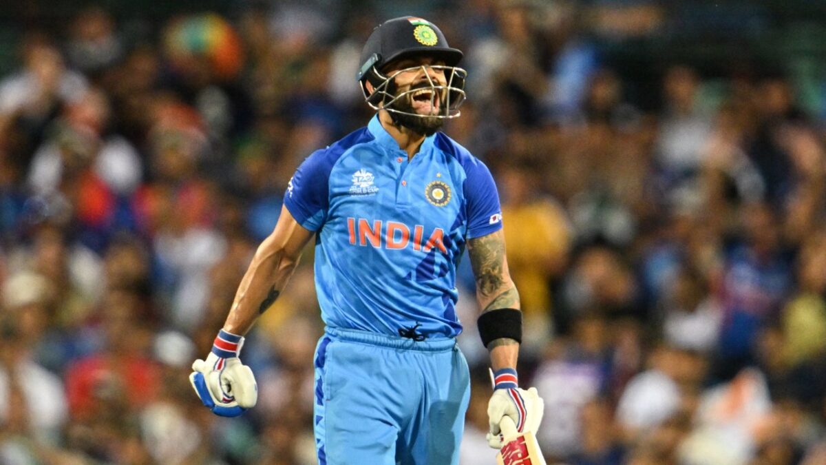Virat Kohli celebrating win over Pakistan.