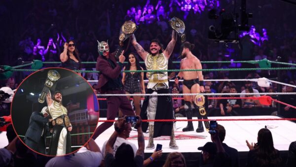 Rey Mysterio and Dominik Mysterio at Worlds Collide