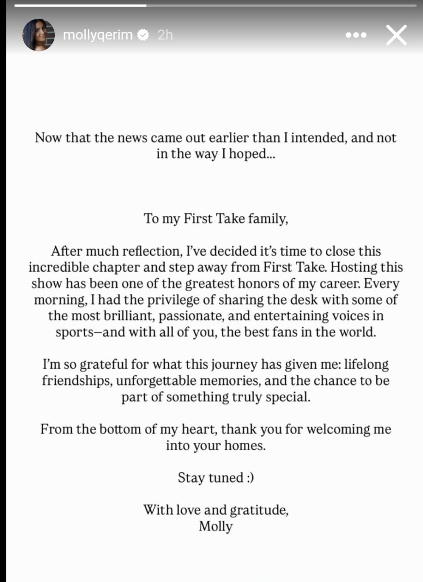 Molly Qerim's statement