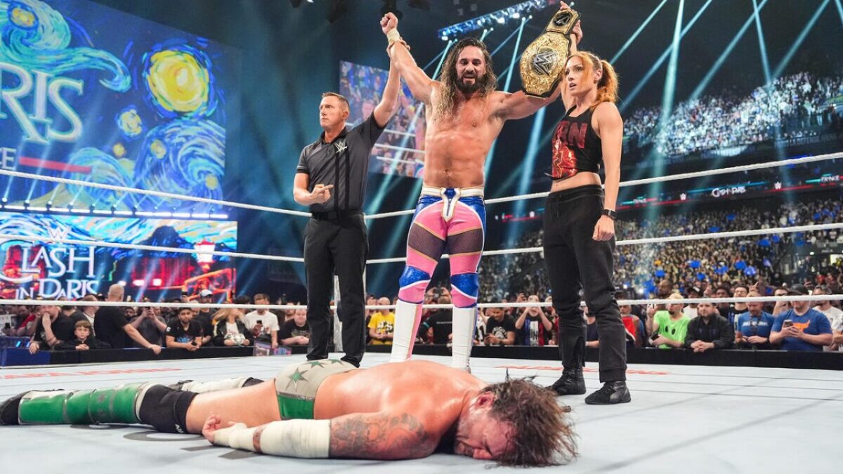 CM Punk, Seth Rollins and Becky Lynch
