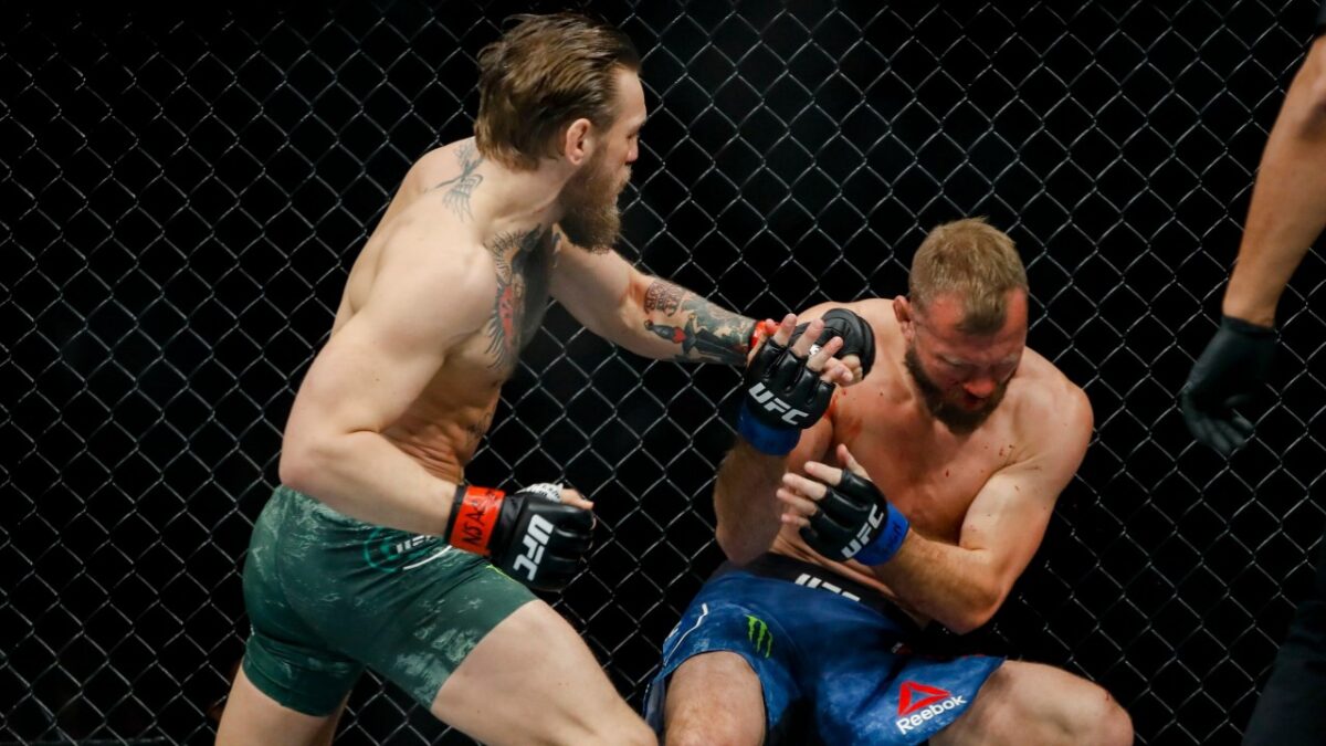 Conor McGregor in action inside the UFC octagon 