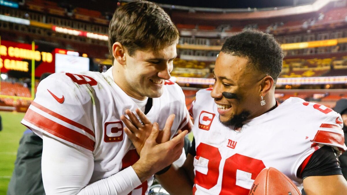 Daniel Jones and Saquon Barkley with the Giants