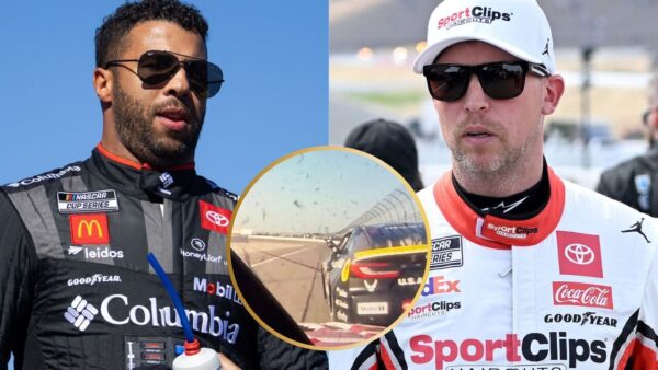 Bubba Wallace Flips off “Dumba**” Denny Hamlin After Costly Kansas Clash