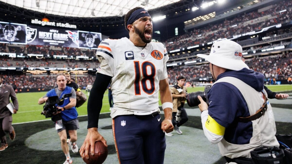 Caleb Williams after Bears won against the Raiders