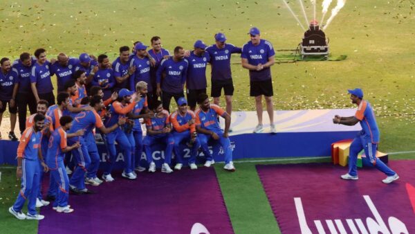 (Video) Suryakumar Yadav Recreates Rohit Sharma’s Iconic 2024 T20 World Cup Celebration with Imaginary Asia Cup Trophy in Dubai