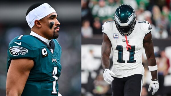 AJ Brown Slowing Down on Game-Altering TD Pass From Jalen Hurts Infuriates Fans – “QUIT On The Route”