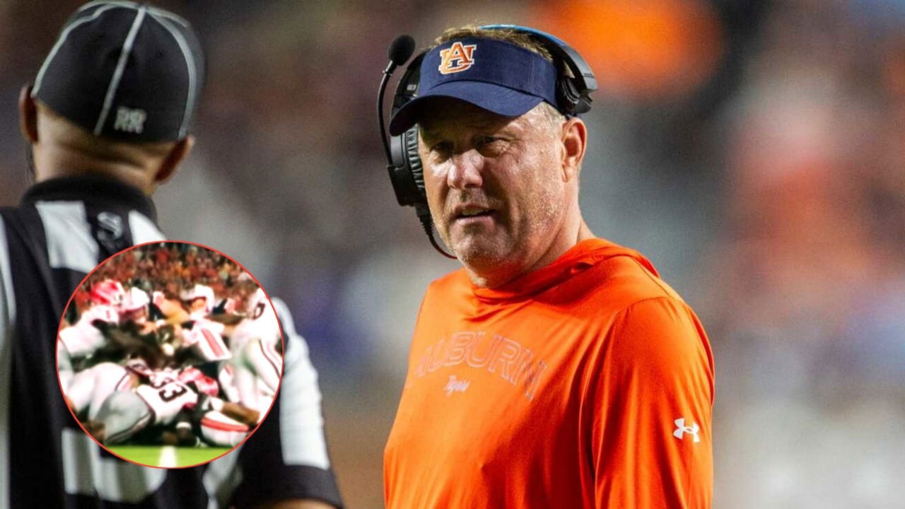 (Video) Auburn Being Robbed of an Obvious Touchdown Against Georgia Leaves Fans, Hugh Freeze Fuming