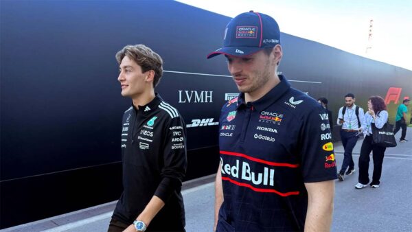 George Russell and Max Verstappen (via F1)