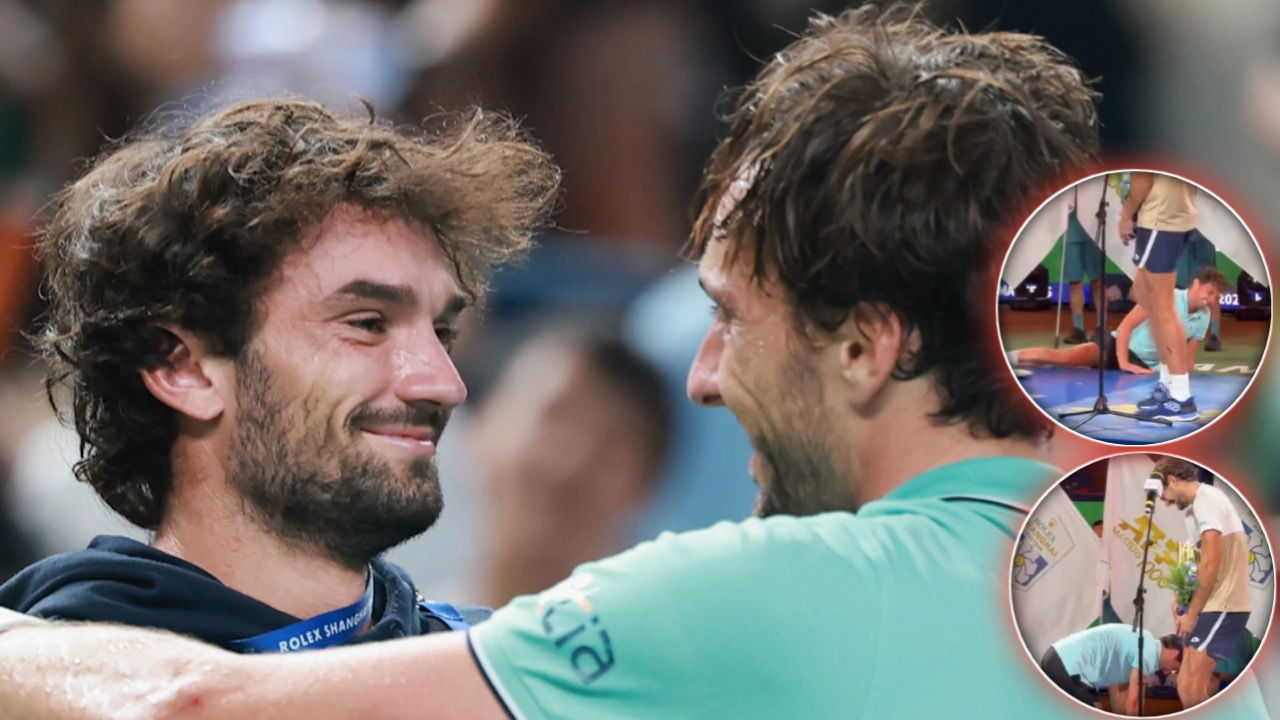 (Video) Valentin Vacherot Laughs While Cousin Arthur Rinderknech Collapses Due to Cramps After Shanghai Defeat
