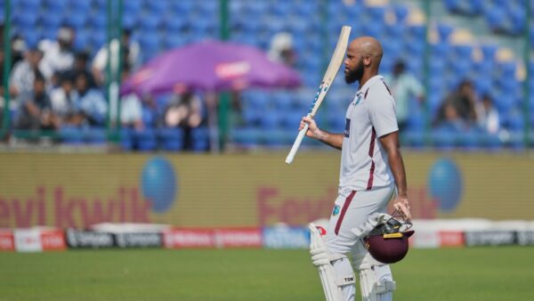 West Indies first opener John Campbell hundred