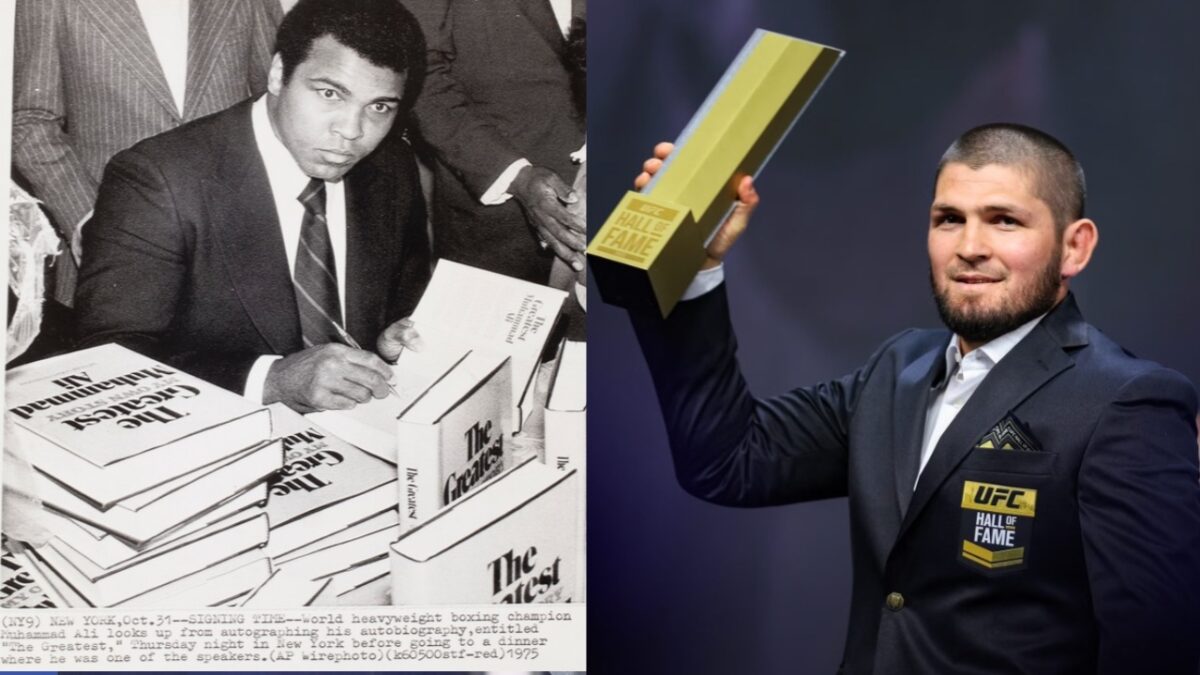 Khabib Nurmagomedov honored with Muhammad Ali signed award