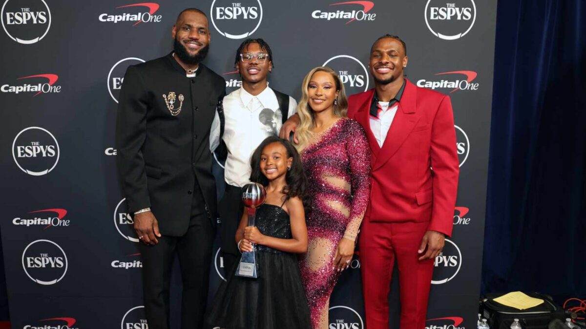 LeBron James, wife Savannah, and their 3 children