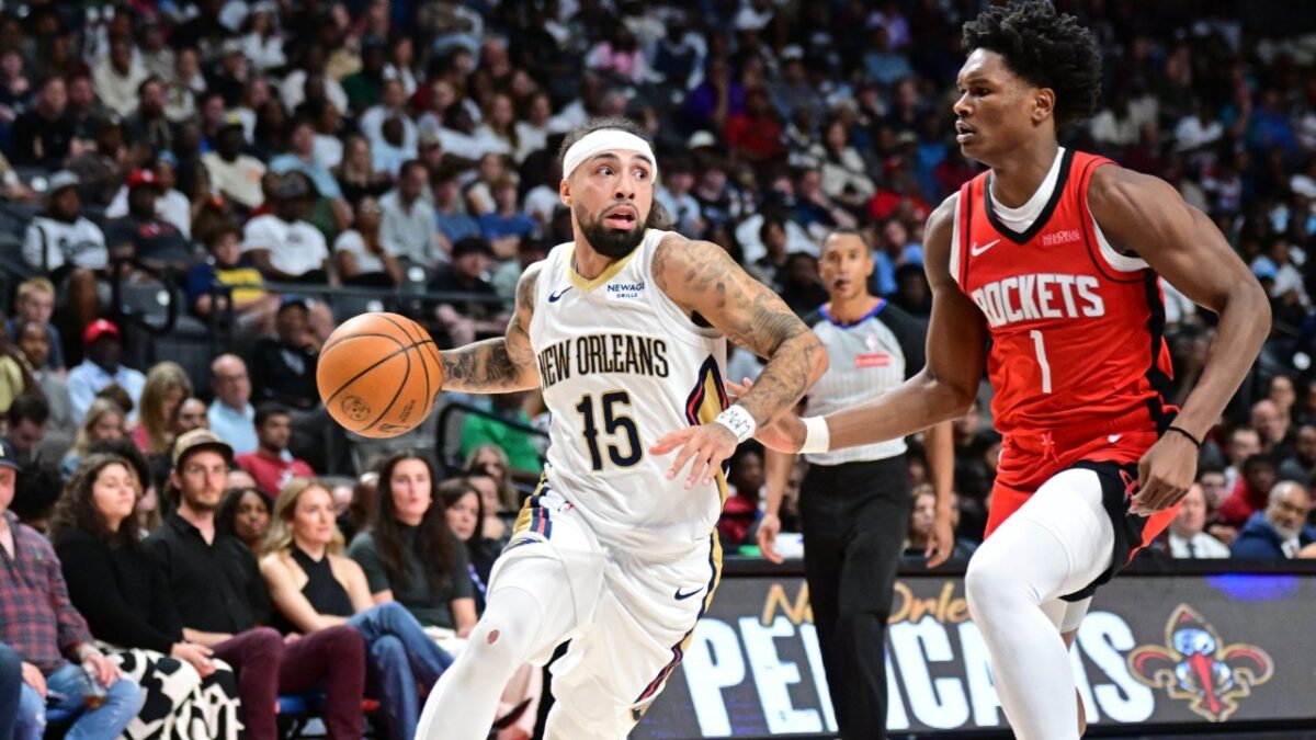 (Video) Amen Thompson Throws Punches At Jose Alvarado In Feisty Rockets Preseason Game 1 Jose Alvarado and Amen Thompson