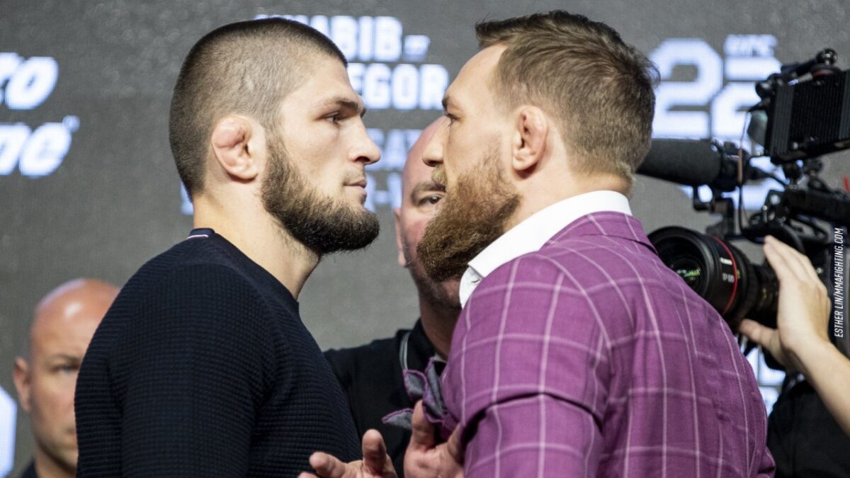Khabib Nurmagomedov face-to-face with Conor McGregor