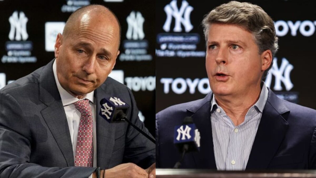 Brian Cashman Claiming Hal Steinbrenner Being Frustrated with Yankees Postseason Failure Doesn't Sit Well with Fans: "None of Them Are Serious" 1 Brian Cashman and Hal Steinbrenner