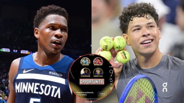 Anthony Edwards and Ben Shelton (via X/Hoop Central/The Tennis Channel/Instagram)